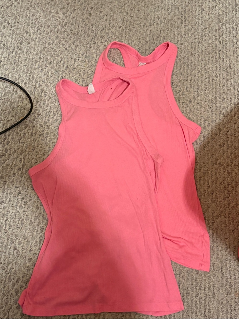 Two set of pink athletic ribbed tank tops